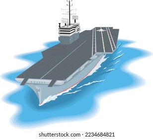 Aircraft Carrier Vessel Vector Illustration