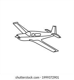 Aircraft Cessna Outline Art Vector Icon On White Background