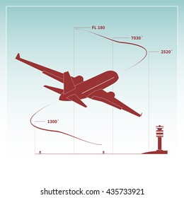 Aircraft climbs after take off. Vector illustration