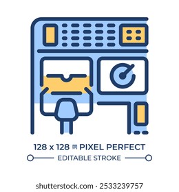 Aircraft cockpit RGB color icon. Control panel, dashboard. Navigation technology. Airplane control. Customizable thin line symbols. Isolated vector outline illustrations. Editable stroke