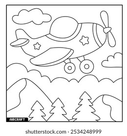 Aircraft coloring page for kids