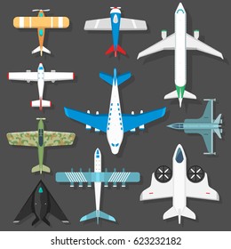 Aircraft different plains top view vector illustration