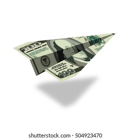 Aircraft Dollars. Money Banknote Paper Airplane. Financial Illustration
