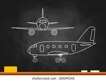 Aircraft drawing on blackboard