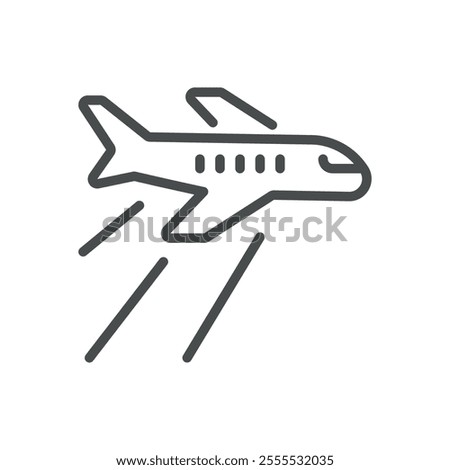 Aircraft Emissions Line Icon. Vector Outline Icon of Airplane Pollution, Carbon Footprint and Environmental Impact.