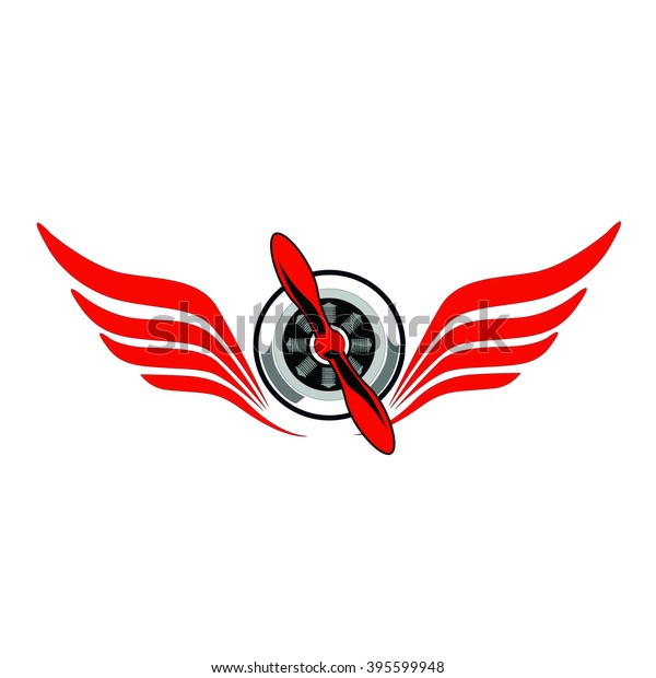 Aircraft Engine Red Propeller Red Wings Stock Vector (Royalty Free ...