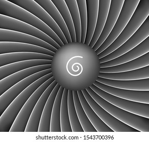 Aircraft engine turbine background in realistic style. Vector illustration