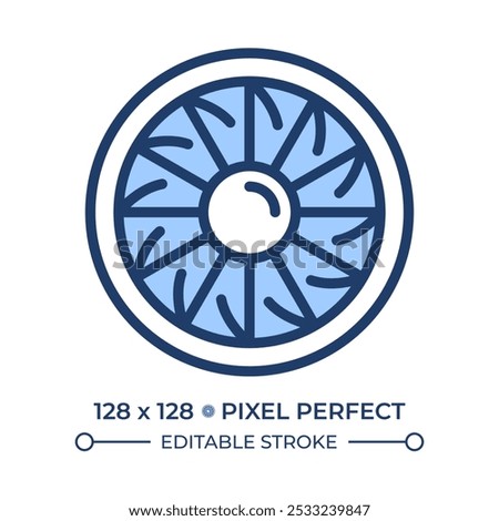 Aircraft engine turbine RGB color icon. Fan blades. Jet propulsion and power source that drives modern airplanes. Isolated vector illustration. Simple filled line drawing. Editable stroke