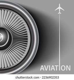 Aircraft engine turbine. Vector illustration of an aircraft engine turbine wheel with blades. Sketch for creativity.