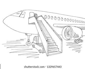 Aircraft exterior graphic black white sketch illustration vector