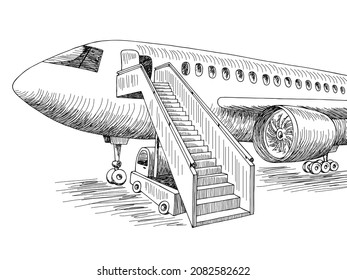 Aircraft exterior graphic black white sketch illustration vector