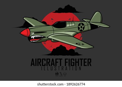 AIRCRAFT FIGHTER ILLUSTRATION WITH A GRAY BACKGROUND. READY FORMAT EPS 10