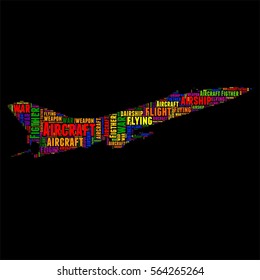 Aircraft Figther Typography word cloud colorful Vector illustration