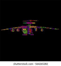 Aircraft Figther Typography word cloud colorful Vector illustration