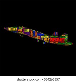 Aircraft Figther Typography word cloud colorful Vector illustration