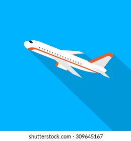 Aircraft Flat Design Style Vector Illustration Airplane Flying With Shadow 