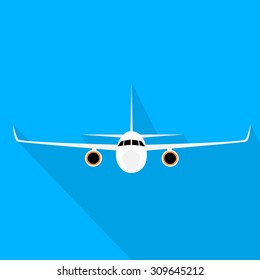 Aircraft Flat Design Style Vector Illustration Airplane Flying With Shadow 