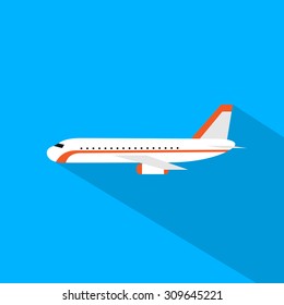 Aircraft Flat Design Style Vector Illustration Airplane Flying With Shadow 