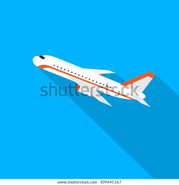 航空機のフラットデザインスタイルベクターイラスト影付き飛行機 のベクター画像素材 ロイヤリティフリー