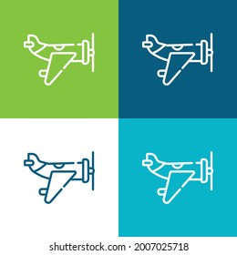 Aircraft Flat four color minimal icon set