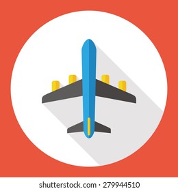 Aircraft flat icon with long shadow
