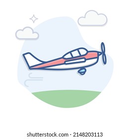 Aircraft Flat Outline Vector Illustration. Airplane Flying Icon.