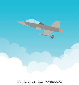 Aircraft flight on sky vector