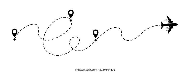 Aircraft flight route Plane vector illustration