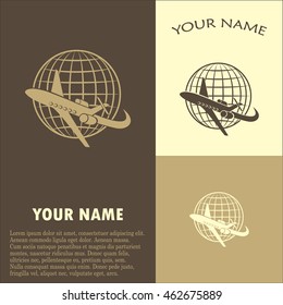Aircraft flying around the earth. Sign of transport and tourism 