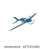 Aircraft flying in retro and vintage style design