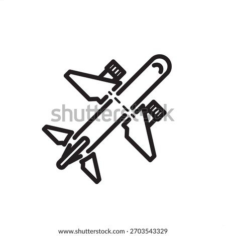 Aircraft Fuselage Assembly icon symbolizing aerospace manufacturing and maintenance. Features a segmented airplane, representing construction phases, MRO tasks, and structural work in aviation.