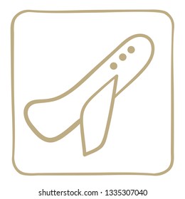 
aircraft gaining height - icon in a light brown frame. Vector graphics.