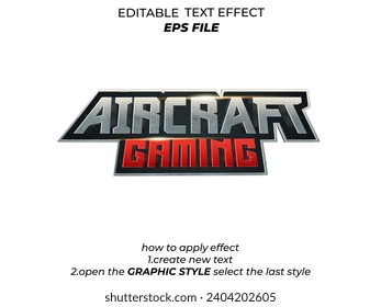 aircraft game text effect, font editable, typography, 3d text for badge game, medieval fantasy and  rpg games. vector template