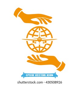 Aircraft globe icon vector illustration eps10.