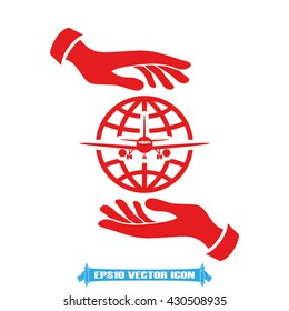 Aircraft globe icon vector illustration eps10. 
