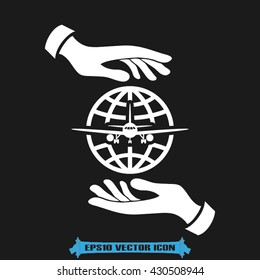 Aircraft globe icon vector illustration eps10. 