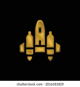 Aircraft gold plated metalic icon or logo vector