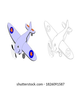 Aircraft graphic vector of good character for children still learning to color pictures