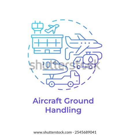 Aircraft ground handling blue gradient concept icon. Airline management, airplane maintenance. Round shape line illustration. Abstract idea. Graphic design. Easy to use in infographic, presentation