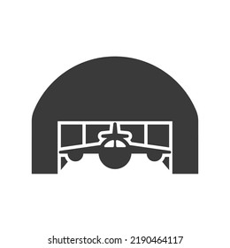 Aircraft Hangar Glyph Icon Isolated On White Background.Vector Illustration.