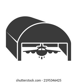 Aircraft Hangar Glyph Icon Isolated On White Background.Vector Illustration.