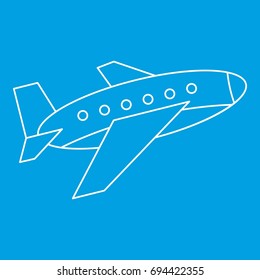 Aircraft icon blue outline style isolated vector illustration. Thin line sign