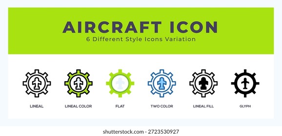 Vetor de ilustração de ícone de aeronave com diferentes estilos