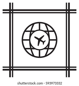 Aircraft  icon,  isolated. Flat  design.