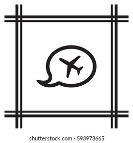 Aircraft  icon,  isolated. Flat  design.