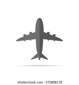 Aircraft icon isolated on light background. Vector illustration. Gray airplane in flat design