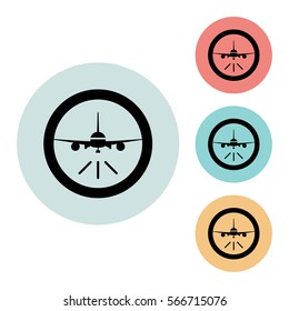 aircraft icon isolated vector sign symbol, on blue, red, yellow background. Tourism elements icons. Can be used in logo, UI and web design