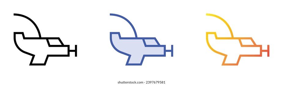 aircraft icon. Linear, Blue Fill and Gradient Style Design Isolated On White Background