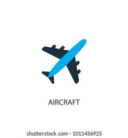 Aircraft icon. Logo element illustration. Aircraft symbol design from 2 colored collection. Simple Aircraft concept. Can be used in web and mobile.