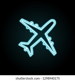 Aircraft icon in neon style. Simple thin line, outline vector of Summer icons for UI and UX, website or mobile application